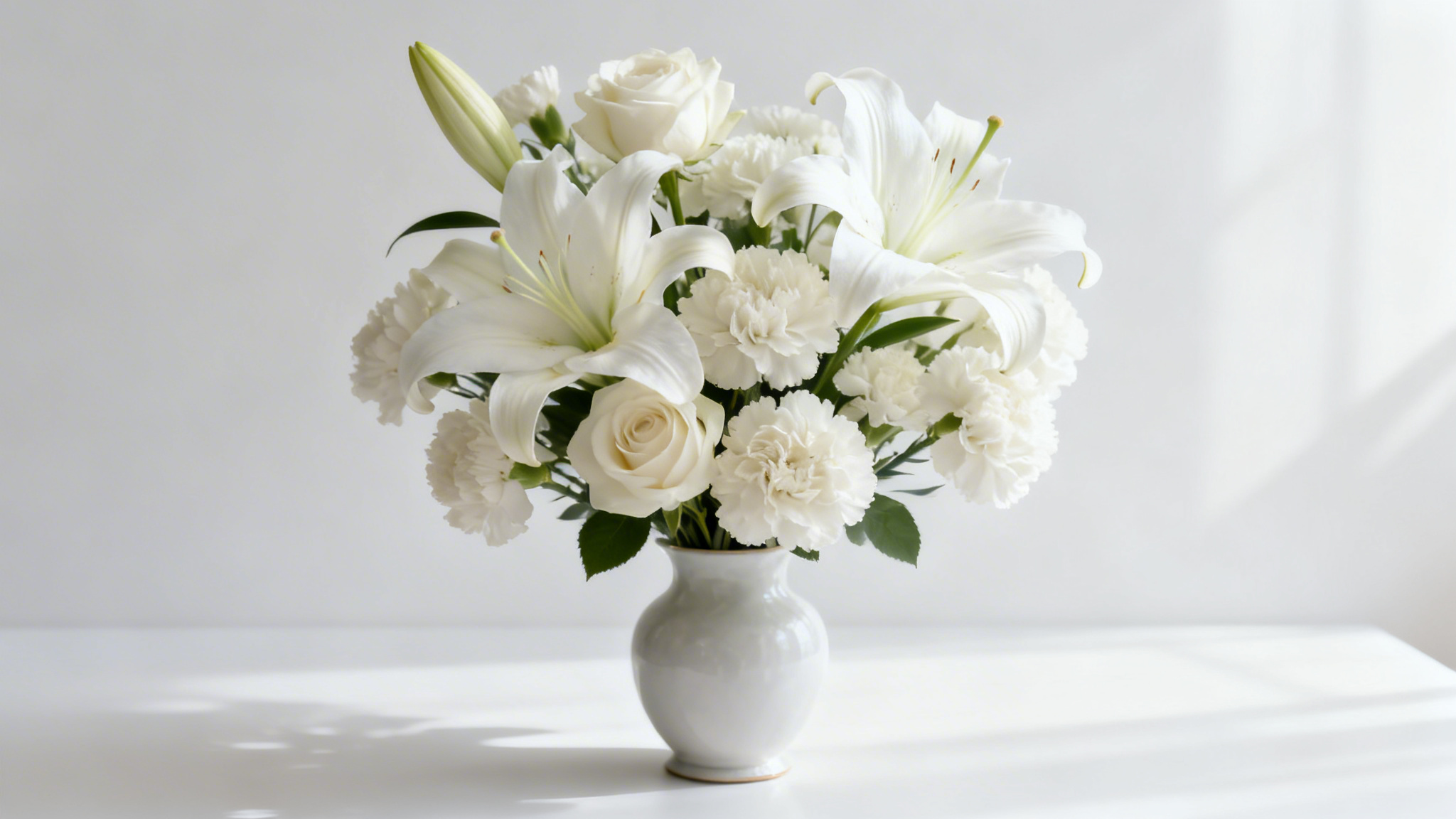 White sympathy flowers representing compassionate condolences for Hindu and Sikh families who have lost a loved one in Birmingham